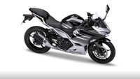 Paduan warna ini makin mewah berkat pengaplikasian grafis warna emas di bagian fairing, fascia, dan pada bodi jok pembonceng, termasuk list pelek.Foto: Kawasaki