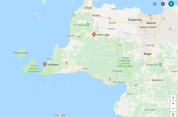Peta wilayah Tamanjaya, Sumur, Pandeglang.