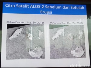 Penampakan Runtuhan Lereng Gunung Anak Krakatau yang Sebabkan Tsunami