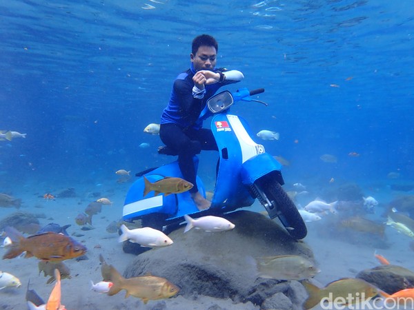Di dalam air, kamu bahkan bisa berpose naik motor sampai kemping! Hasilnya sudah pasti cocok sekali buat dipamerkan di medsos. (Foto: Bayu Ardi Isnanto/detikcom) Di dalam air, kamu bahkan bisa berpose naik motor sampai kemping! Hasilnya sudah pasti cocok sekali buat dipamerkan di medsos. (Foto: Bayu Ardi Isnanto/detikcom)