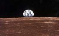 376713 11: (FILE PHOTO) A view of the Earth appears over the Lunar horizon as the Apollo 11 Command Module comes into view of the Moon before Astronatus Neil Armstrong and Edwin Aldrin Jr. leave in the Lunar Module, Eagle, to become the first men to walk on the Moons surface. The 30th anniversary of the Apollo 11 Moon mission is celebrated July 20, 1999. (Photo by NASA/Newsmakers)