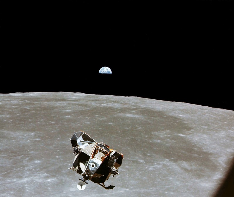 376713 18: (FILE PHOTO) With a half-Earth in the background, the Lunar Module ascent stage with Moon-walking Astronauts Neil Armstrong and Edwin Aldrin Jr. approaches for a rendezvous with the Apollo Command Module manned by Michael Collins. The Apollo 11 liftoff from the Moon came early, ending a 22-hour stay on the Moon by Armstrong and Aldrin. The 30th anniversary of the Apollo 11 Moon mission is celebrated July 20, 1999. (Photo by NASA/Newsmakers)