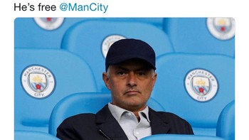Meme ini membawa-bawa Jose Mourinho yang sedang lowong usai dipecat Manchester United. Apa City minat? (Foto: Internet/Twitter)