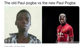 Paul Pogba sekarang sudah beda, meme ini memberikan gambaran perbedaannya. (Foto: Internet/Twitter)