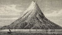 Ilustrasi Gunung Krakatau sebelum meletus pada 1883
