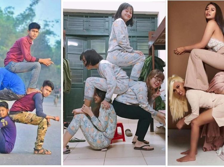 Kocaknya Tantangan Foto Bertumpuk Netizen Thailand