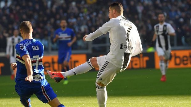 Cristiano Ronaldo sempat membawa Juventus unggul atas Sampdoria di menit kedua.