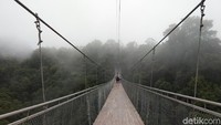 Ini Jembatan Gantung Situ Gunung yang viral di kalangan traveler. Jembatan ini jadi spot baru yang wajib dikunjungi traveler mumpung liburan akhir tahun. (Idris/detikTravel)  