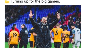 Statistik yang dibagikan di Twitter ini memperlihatkan bahwa Wolves ternyata cukup jagoan melawan tim besar. Foto: Twitter