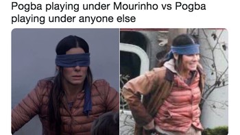 Pogba digambarkan tak dapat melihat di era Mourinho, sekarang ia bisa melihat dengan bebas. Foto: Twitter
