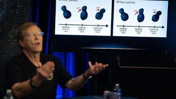 Objek tersebut adalah Ultima Thule, objek Sabuk Kuiper yang bentuknya mirip pin boling. Foto: flickr/nasahqphoto