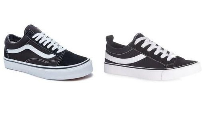 Vans Old Skool (kiri) versus Primark Skater Low Tops. Foto: istimewa Vans Old Skool (kiri) versus Primark Skater Low Tops. Foto: istimewa