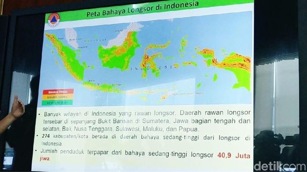 BNPB tunjukkan peta rawan longsor di Indonesia