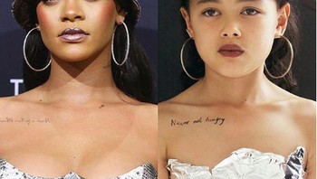 Lucunya, ia mengikuti dengna gaya pakaian hingga asesoris seadanya. Seperti foto ini mengikuti gaya pakaian Rihanna dengan panci di kepalanya. (Foto: Instagram)