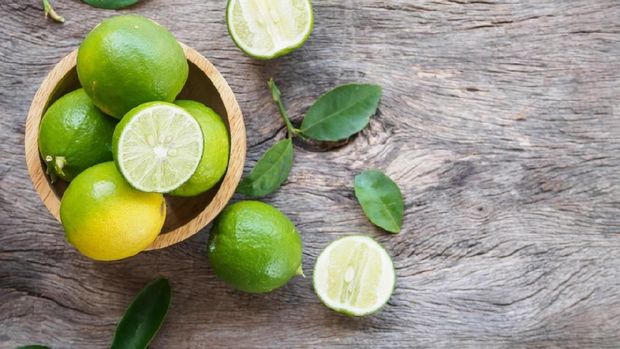 Mojito garnished with mint and limes.