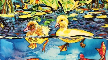 Ia menggunakan cat bertekstur sehingga bisa meraba-raba goresan cat warna di atas kertas kanvas. (Foto: John Bramblit)