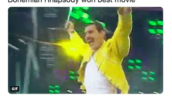 Kemenangan Bohemian Rhapsody dan Rami Malek disambut sorakan Freddie Mercury. Foto: istimewa