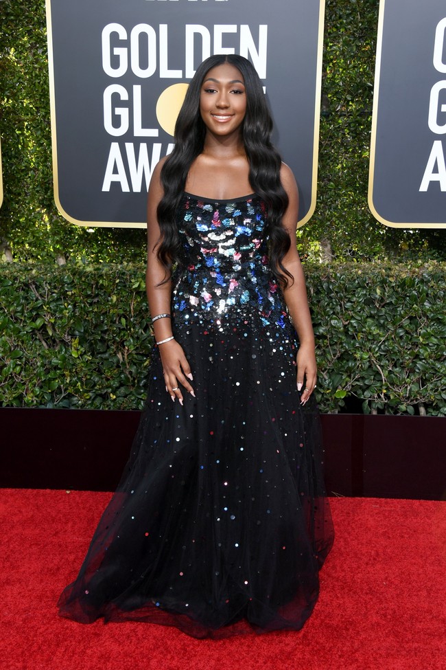 Isan Elba, putri dari aktor Idris Elba, memesona dengan gaun hitam. Ia terpilih sebagai duta Golden Globes 2019. (Foto: Getty Images)