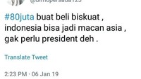 Cuitan di Twitter dengan tanda tagar #80juta menjadi ramai diperbincangkan. Banyak orang mengandai-andai kalau uang Rp 80 juta dibeli makanan, seperti netizen yang satu ini. Foto: instagram/twitter