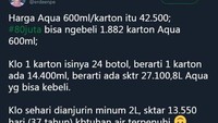 Sebagai kebutuhan harian tubuh, uang Rp 80 juta juga bisa dibelikan air mineral. Wah dijamin nih selama 37 tahun tidak akan dehidrasi. Foto: instagram/twitter