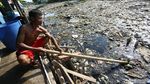 Penampakan Sungai Sampah di Tarumajaya Bekasi dari Langit