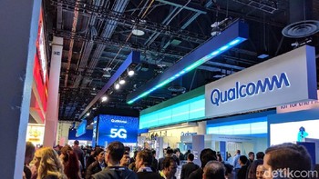 Booth Qualcomm mengedepankan 5G. (Foto: Adi Fida Rahman/detikINET)  