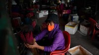 Setelah itu stik-stik dupa ini kering, kemudian dioleskan pasta dupa aromatik. Setelah kering barulah kemudian stik-stik ini dibungkus untuk bisa dipasarkan. (Manan Vatsyayana/AFP)