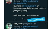 Duh kreatifitas netizen ini ternyata tak ada habisnya. Kali ini mereka bertanya seputar kepiting dan ikan mas. Foto: Twitter