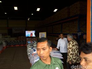 Cek Pasokan Beras di Gudang Bulog, Jokowi: Stok Masih Besar
