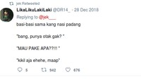Tukang nasi padangnya emosian deh. Kan maksudnya nanya punya menu otak sapi atau nggak. Duh! Foto: Twitter