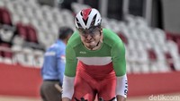 Begini ekspresi pebalap Iran saat adu cepat di Asian Track Cycling Championship 2019.