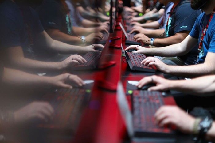 LOS ANGELES, CA - JUNE 13:  Gamers compete in PC gaming at the Nvidia booth during the Electronic Entertainment Expo E3 at the Los Angeles Convention Center on June 13, 2017 in Los Angeles, California.  (Photo by Christian Petersen/Getty Images)