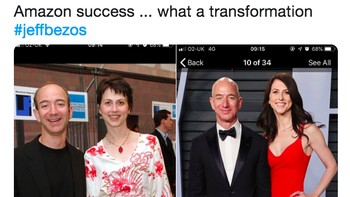 Penampilan sangat berbeda Bezos dan MacKenzie sebelum dan sesudah kesuksesan Amazon. Foto: istimewa