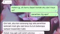 Penipuan berkedok penelitian untuk minta foto naked atau telanjang dari calon korbannya datang lagi. Kali ini, cerita dibagikan oleh Gita (22) melalui akun Twitternya. (Foto: Twitter/@gitaasy)