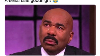 Fans Arsenal hanya bisa bengong melihat kekalahan semalam. Foto: istimewa