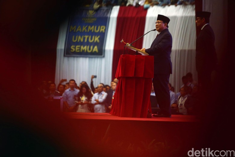 Prabowo Subianto saat menyampaikan pidato Kebangsaan. Foto: Grandyos Zafna Prabowo Subianto saat menyampaikan pidato Kebangsaan. Foto: Grandyos Zafna
