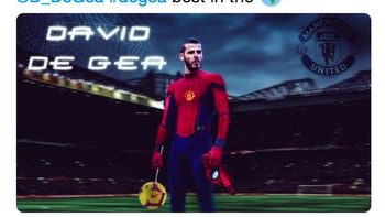 De Gea digambarkan seperti Spiderman. Foto: istimewa