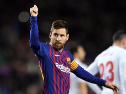 Messi kini sudah mencetak 400 gol di Liga Spanyol. Ia jadi pemain pertama yang menembus angka tersebut di Liga Spanyol. Foto: David Ramos/Getty Images