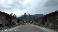 Penyediaan hunian yang layak sebagai infrastruktur dasar bagi masyarakat berpenghasilan rendah yang tinggal di kawasan perbatasan dan pulau terpencil di  Provinsi Papua melalui program Rumah Khusus (Rusus) Kementerian Pekerjaan Umum dan Perumahan Rakyat (PUPR). Pool/Kementerian PUPR.