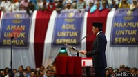 Cawapres nomor urut 02 Sandiaga Uno menjadi pembuka pidato kebangsaan capres Prabowo Subianto. Sandiaga mengawali pernyataannya soal 1.000 titik lebih kunjungannya.
