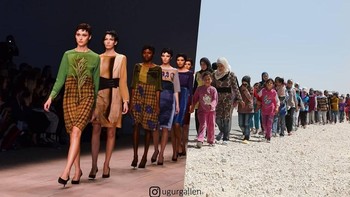 Peragaan busana dipadukan dengan pengungsi. Foto: Uğur Gallenkuş