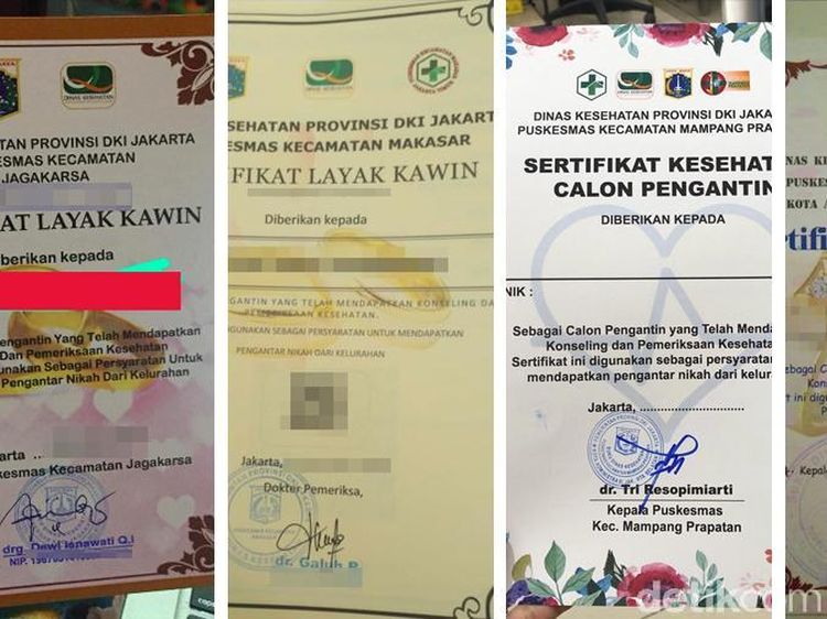 Penampakan Sertifikat Layak Kawin dari Berbagai Puskesmas se-DKI