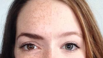 Wanita ini mengambil foto setengah wajah anaknya lalu disatukan dengan wajah miliknya. Ternyata sangat mirip. (Foto: Boredpanda)