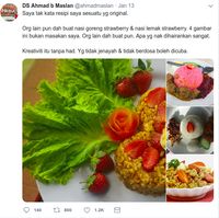 Politisi Malaysia Dikritik Gara-gara Racik Nasi Goreng Pakai Stroberi