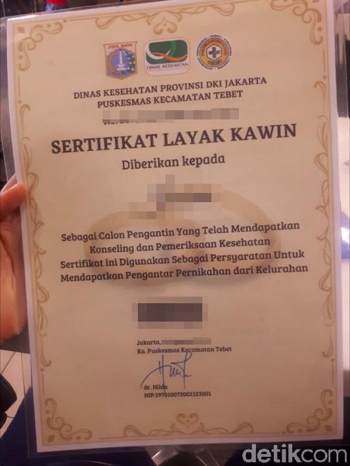 Sertifikat Layak Nikah Puskesmas: Meningkatkan Peluang Pernikahan Bahagia Dengan Kesehatan Yang Optimal Penampakan 'Sertifikat Layak Kawin' dari Berbagai Puskesmas se-DKI - Foto 7