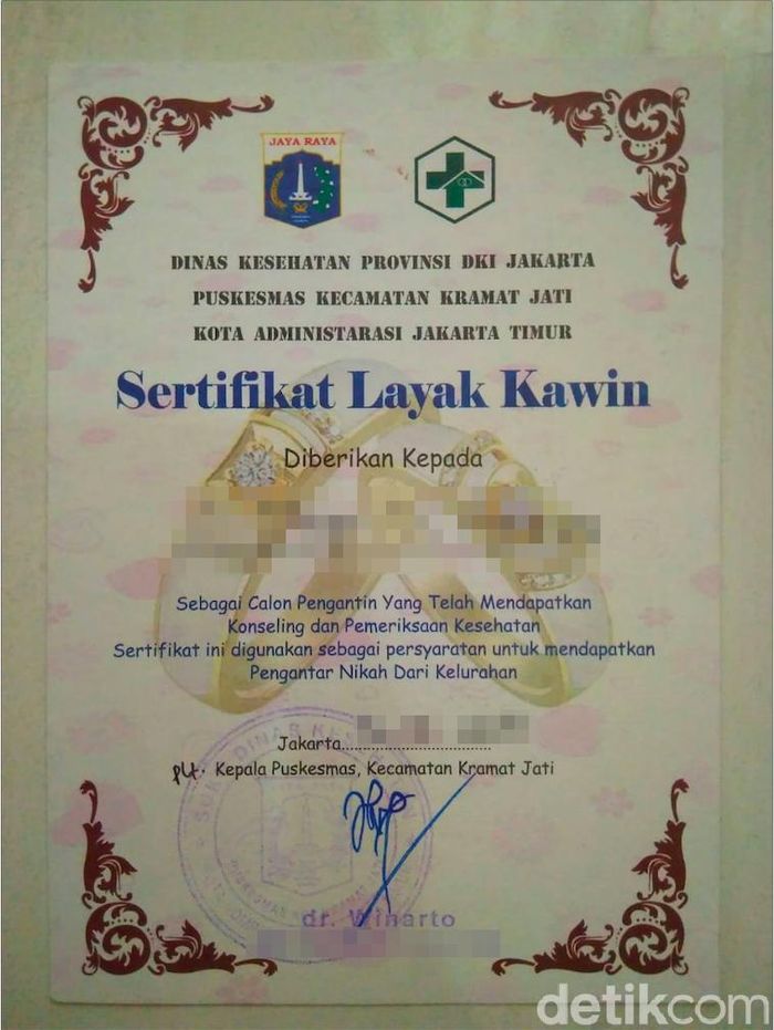 Sertifikat Layak Nikah Puskesmas: Meningkatkan Peluang Pernikahan Bahagia Dengan Kesehatan Yang Optimal Penampakan 'Sertifikat Layak Kawin' dari Berbagai Puskesmas se-DKI - Foto 3