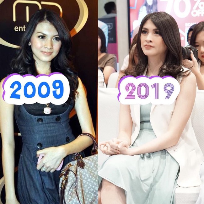 10 Years Challange sedang populer di Instagram. Tantangan mengunggah foto perbandingan tahun 2009-2019 ini juga diikuti para artis. Beberapa di antara mereka justru tak menunjukkan perubahan. Foto: Instagram