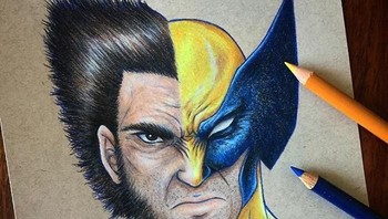 Wolvrine. Yang membuat gambarnya menarik adalah ia menggabungkan dua wajah karakter animasi yang berbeda menjadi satu. (Foto: Instagram/dada16808)