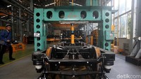 Berlanjut ke tahap selanjutnya adalah perakitan bogie LRT.