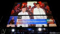 Begini suasana nobar debat capres di Lapangan Hotel Bidakara, Jakarta, kamis (17/1/2019).
